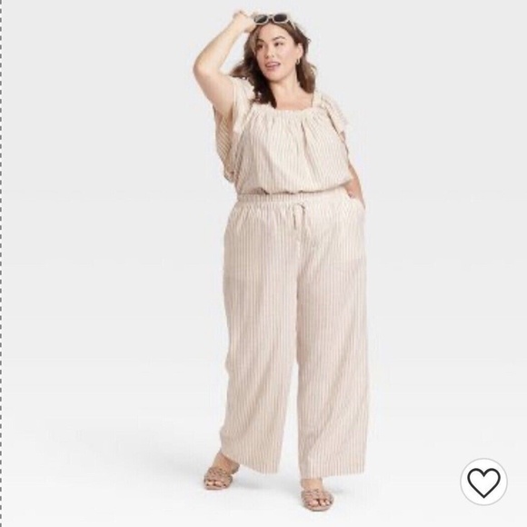 A New Day Pants - A New Day Women's High-Rise Wide Leg Linen Blend Pull-On Pants Size Large